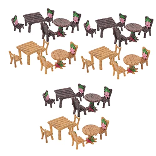 12 Sätze Landschaft Möbelset Harz Teiliges Set mit Tischen und Stühlen für Feengärten DIY Dekoration für Szenen und Kinderimagination von ifundom