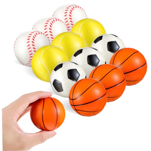 ifundom 12stücke Stressbälle Sportbälle Entspannungstool Quetschspielzeug Für Junge Mädchen Und Erwachsene Fußball Und Basketballformen Langlebig Und Flexibel von ifundom