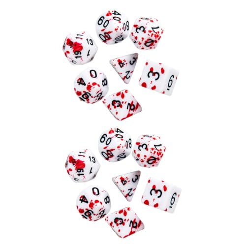2 Sätze Blut Würfel Polyedrische Würfel Unterhaltungswürfel Mehrseitige Würfel Spiel-Requisiten Spielwürfel Blutwürfel Partyzubehör Tragbare Würfel Brettspiel-Requisite Plastik ifundom von ifundom