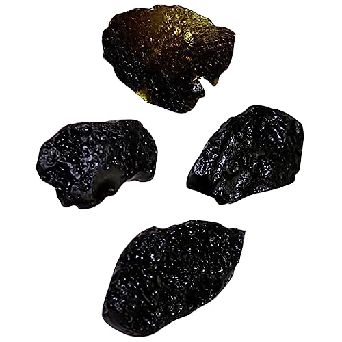 ifundom 4 Stück Glasmeteorit Tektit-Exemplar Echter Meteorit Meteoriten- Mondmeteorit Tektitstein Meteoriten-Exemplar Meteorit-anhänger Meteoriten-Modell Aerolit Meteoritenprobe Black von ifundom
