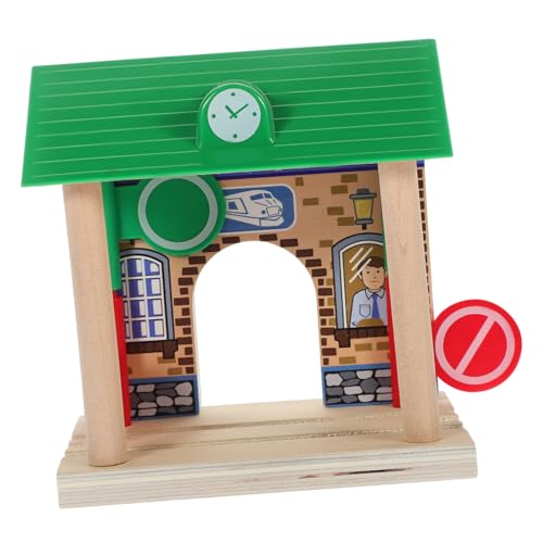 Holzspielzeug Zubehör Modell Bahnhofszug aus Naturholz für Kreative Spielumgebungen Fördert Fantasie und Praktische Fähigkeiten von Kindern von ifundom