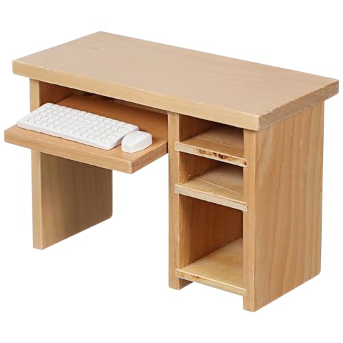 ifundom Realistisches Detail Holz Mini Computer Schreibtisch Für Puppenhaus Set von ifundom