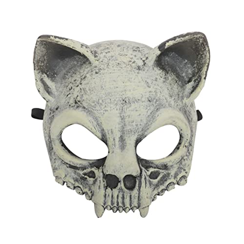 Totenkopfmasken, Cosplay, Halbschädel, Halloween-Kostüm, Tiermaskerade, Kostüm, gruseliges Rollenspiel-Kostüm, Frauenkostüm, Horror- -Katzenohren, -Party-Requisiten, Skelett, von ifundom