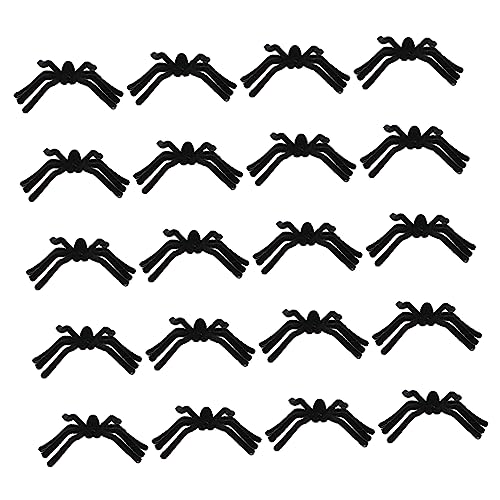 ifundom 1 Satz 20st Fusselspinne Aufkleber Plüsch Halloween-partydekorationen Halloween- Im Freien Halloween-spinnenauto Halloween-riesenspinne Maske Tür Insekt Beflockung Black von ifundom