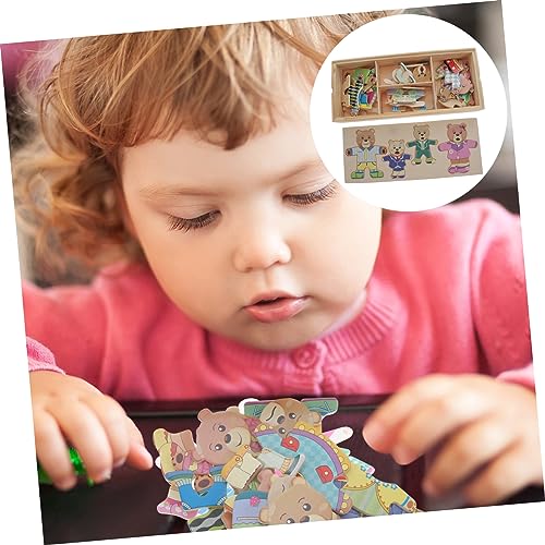 1 Satz Ankleide-Puzzle Tierpuzzle Bärenfamilien-Kunstbild tragen Kinder rätsel Spielzeuge Kinderspielzeug Puzzle-Spielzeug für Kinder pädagogisches Puzzle-Spielzeug hölzern Holz von ifundom