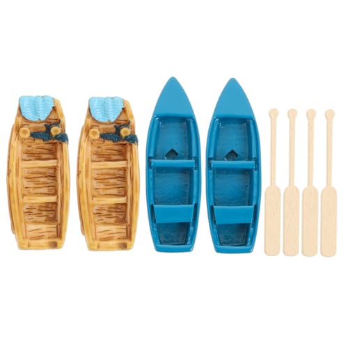 ifundom 1 Satz Bootsmodell Puppenhaus-Miniaturen Bootstätte Ozeandekor Meerestiere Küsten holzboot holzschiff Present Ideas kalanchoe Puppenhaus-Bootsdekore Miniatur-Boot- Harz von ifundom