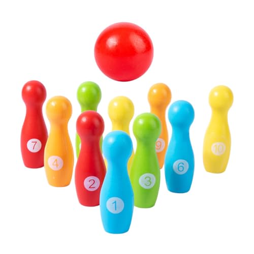 ifundom Bowling-Set Aus Holz Für Kinder Sicher Und Farbenfrohes Spielzeug Spielzeug Für Die Früherziehung Spiel Zur Hand-Auge-koordination von ifundom