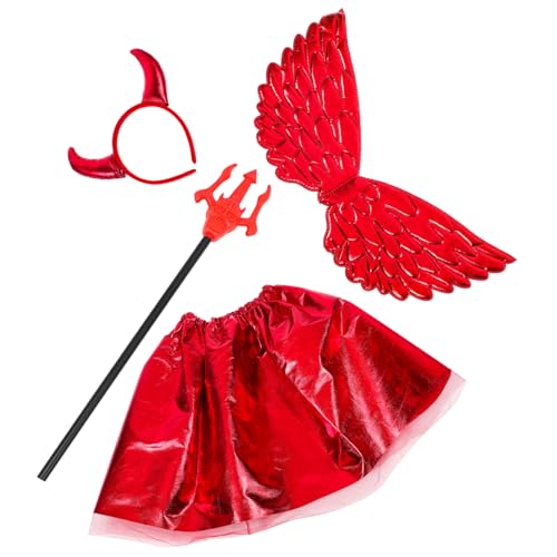 ifundom 1 Satz Dämonen Flügel Set Geburtstag Kostüm Maske Halloween- Jungs Cosplay Sensenmann Grimmig Halloween-Teufel-Stirnband Teufelsgabel Prop Rot Plastik von ifundom