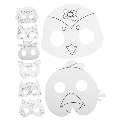 ifundom 1 Satz Diy-halloween-leermasken, Handbemalte Masken, Dekorative Halloween-papiermasken Mit Stiften von ifundom