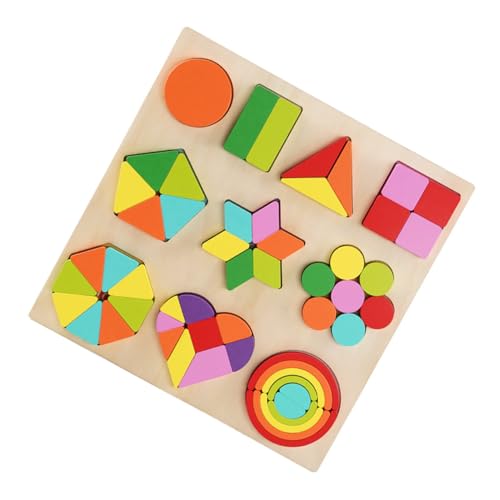ifundom 1 Satz Früherziehungspuzzle Frühes Lernspielzeug Pädagogisches Formpuzzle Holzspielzeug Für Kinder Regenbogenbausteine Geometrisches Formpuzzle Formlernpuzzle von ifundom