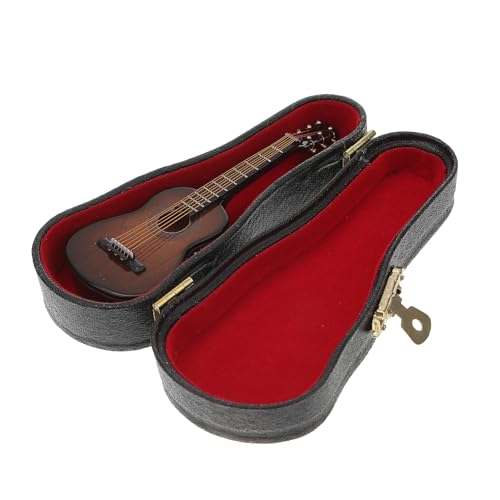 ifundom 1satz Miniatur Holz-gitarrenmodell Dekoration Gitarre Mit Ständer Für Wohnzimmer Puppenhaus Kreative Klassische Kaffeefarbe Handgefertigte Mini-musikinstrumente von ifundom