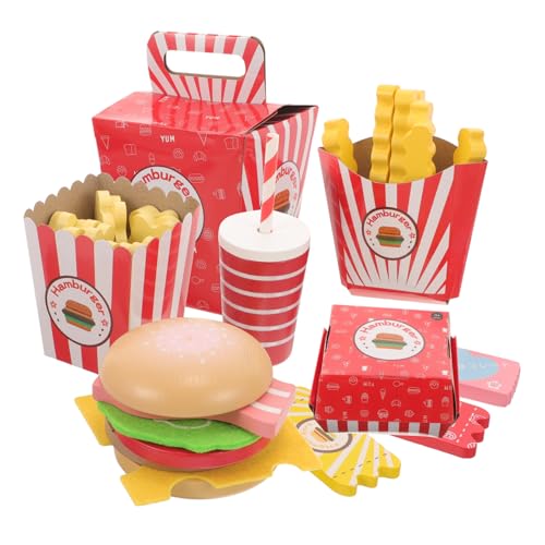 ifundom 1 Satz Hamburger-Pommes-Frites-Combo-Simulation McDonalds Playset Simulation Fast-Food-Spielzeug -Diner-Fast-Food-Spielzeug Falsches Essen Hölzern Besteck Kleinkind Papier Cosplay von ifundom