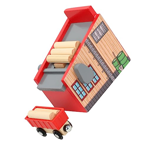 ifundom Realistisches Holzeisenbahn-spielzeugset Für Kinder Pädagogisches Spielzeug Szenenzubehör Eisenbahnschienenteile Holzblöcke Bausatz von ifundom