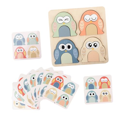 ifundom 1 Satz Kleinkindspielzeug Tiergesichter Puzzle Frühe Bildungsspielzeug Kognitive Entwicklung Holzformen Rätselblöcke Ausdrucksübereinstimmungsblöcke hölzern von ifundom
