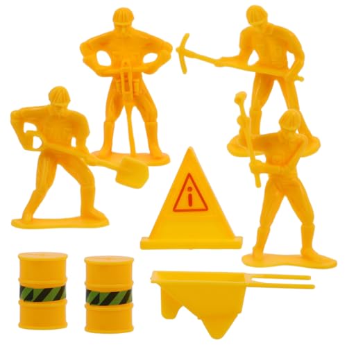 ifundom Set Mit Mini-bauarbeitermodellen Simulationsarbeiterfiguren Für Sandkasten Bauthema Für Geburtstagstorte von ifundom