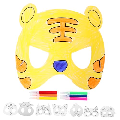 ifundom 1 Satz Leere Maske ausmalen Diy-Maskerade-Masken Machen Sie Ihre eigene dekorative Halloween-Maske Weiße DIY-Masken Handbuch Gesichtsmaske Zellstoff Material Kind von ifundom