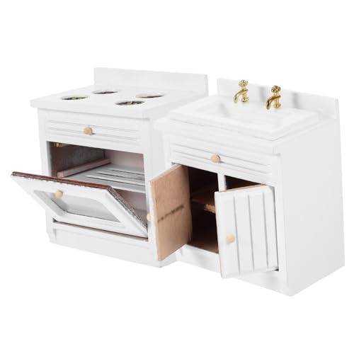 ifundom 1 Satz Mini-Küchenzubehör 1:12 Puppenhaus-Minimöbel Puppenhaus Waschbecken puppenstubenmöbel Dollhouse Furniture Puppenhaus Miniatur-Herd-Requisite Möbelmodell für Puppenhaus Holz von ifundom