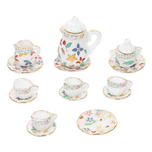 ifundom 1satz Miniatur Teetassen Set Für Puppenhaus Dollhouse Zubehör Mit Bunten Blumen Für Projekte Und Miniaturen Sammler Dekorative Wohnaccessoires von ifundom