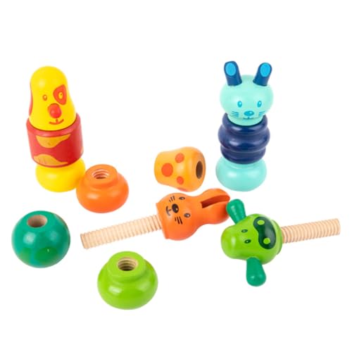 ifundom 1 Satz Nussblöcke entwicklung kindliche entwicklung Puzzle rätselbuch Toys baustein Schrauben passend zum Bauklotz hölzern Colorful von ifundom