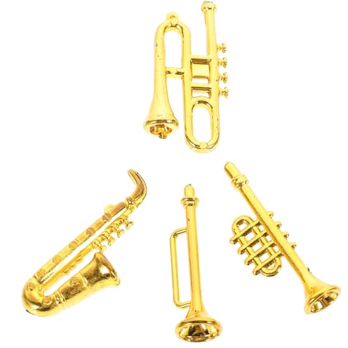 ifundom 1 Satz Puppenhaus-Musikinstrumente Aus Kunststoff Mini-Saxophon-Modell Miniatur-Puppenhaus Trompete Hängende Dekoration Weltszenen-Modell Schieß-Requisiten von ifundom