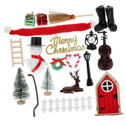 ifundom 1 Satz Puppenhaus Puppenkleidung Zubehör Weihnachtliche Miniaturfiguren Puppenwagen Bausatz Weihnachtsfee Türen Babypuppensachen Mini-Weihnachtsbaum Weihnachtsdeko Plastik von ifundom