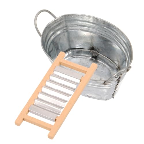 ifundom 1 Satz Puppenhaus Requisiten Puppenhaus -badezimmerzubehör Möblierung Puppenhaus Mini-waschbecken Häuser Miniaturen Bausatz Leute Aus Dem Puppenhaus Wanne Metall von ifundom