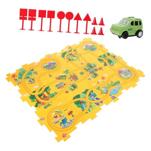 ifundom 1 Satz Puzzle-schienenauto Jungen Dinosaurierspielzeug Lernspielzeug Für Kinderautobahn Puzzle-Track- Kinderrätsel Im Alter Von 2-4 Jahren Plastik Yellow von ifundom