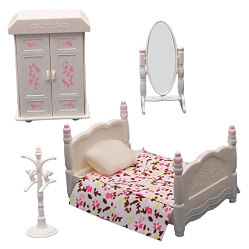 ifundom 1 Satz Schlafzimmer-Set-Modell Mini- Zartes Miniaturspielzeug Puppe Wohnkultur Verschleißfestes Miniaturmodell Miniaturmodell Mini Plastik von ifundom