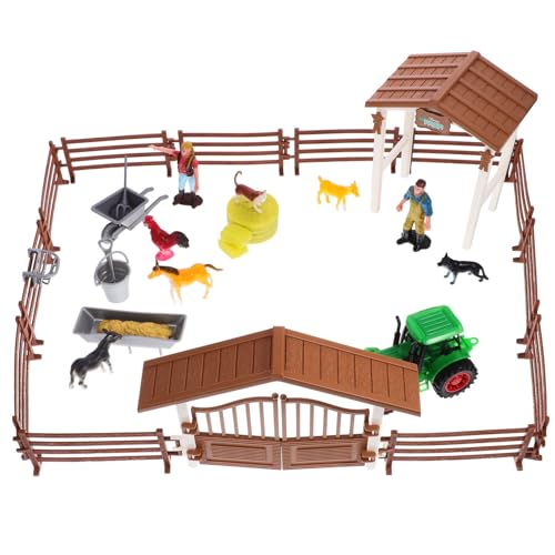 ifundom Realistisches Bauernhof-Set Spielzeug-Traktor Tiere Kinder-Bauernhof-Spielzeug Tierfiguren Aus Kunststoff Dekorative Mini-Farm Bauernhof-Spielzeug Für Das Layout von ifundom