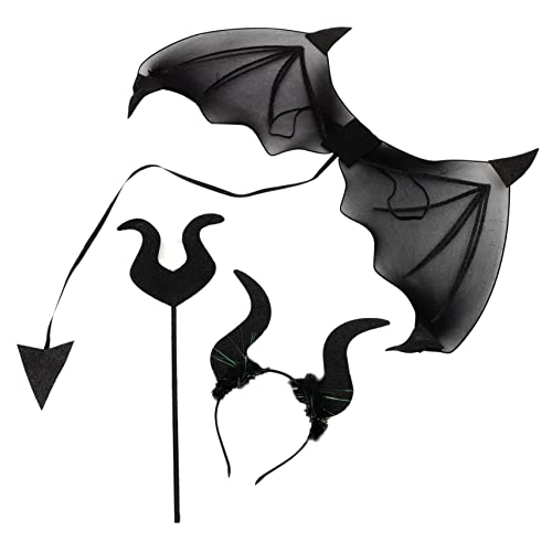 ifundom 1 Satz Teufelsflügel Haustierkostüme Zubehör Teufel Kostüm Requisit Geisterkostüm Halloween schminke Halloween Make up Halloween-Cosplay-Kostüm Haarband aus Horn Eisendraht Black von ifundom
