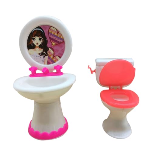ifundom 2-teiliges Waschbecken Mini-Toilette Puppenhaus-Miniatur-badezimmerset Robuster Kunststoff Für Jungen Und Mädchen Fantasievolles Spielen Zufällige Farbe ifundom 2-teiliges Waschbecken Mini-Toilette Puppenhaus-Miniatur-badezimmerset Robuster Kunststoff Für Jungen Und Mädchen Fantasievolles Spielen Zufällige Farbe von ifundom