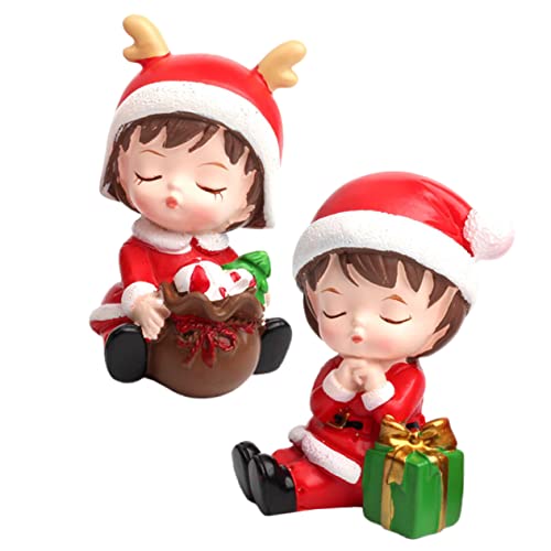 ifundom 1 Satz Weihnachtsschmuck Aus Harz Weihnachtspuppenkuchendekor Miniatur-weihnachtsdeko Tortenaufsätze Für Geburtstage Puppenhaus Weihnachtsdekoration Weihnachtsdekorationen 2 Stück von ifundom