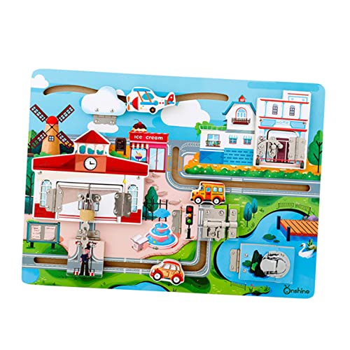 ifundom 1 Satz kognitive Tafel Kreativ Lernen Schlösser Montessori-Lernspielzeug Schalte Toy Cognitive Board freischalten frühpädagogisches Hölzern von ifundom