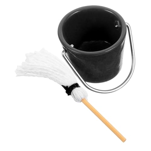 ifundom 1 Satz -müllaufbewahrungs- -Eimer-mopp Wischmop Kleine Hauswischeimer Miniaturmopp Schmückt Kleines Hauszubehör Dekoration Für DIY Mini-schnallendekor Mini-mopp Stoff von ifundom