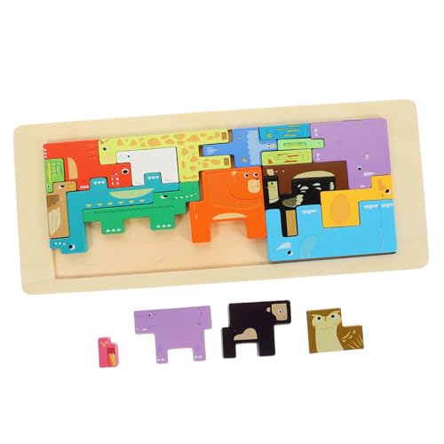ifundom 1 Satz tierisches dreidimensionales Puzzle Spielzeug hölzern Blöcke Kleinkind Holz von ifundom