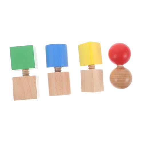 ifundom Pädagogisches Schrauben- und Blockspielzeug Aus Holz Puzzle-Set mit Geometrischen Formen Stapelspielzeug für Kinder Feinmotorik und Sicher für Jungen und Mädchen von ifundom