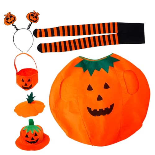 ifundom 1satz Halloween Kostüm Für Erwachsene Kürbis Outfit Mit Hut Und Süßigkeiten Tasche Halloween Kostüm Für Partys Und Cosplay Events von ifundom