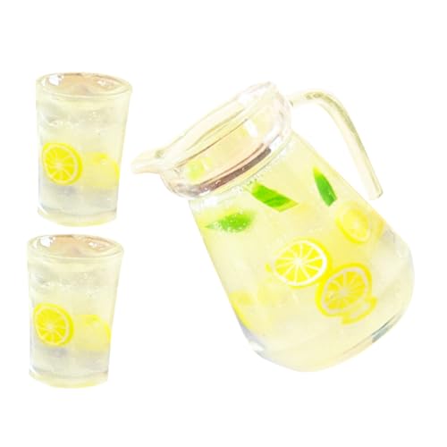 ifundom 1satz Miniatur Lemonade Pitcher Mit Glasflaschen Und Kleinen Getränkebechern Für Puppenhaus Dekoration Zubehör Für Miniaturküchen Und Feengärten von ifundom