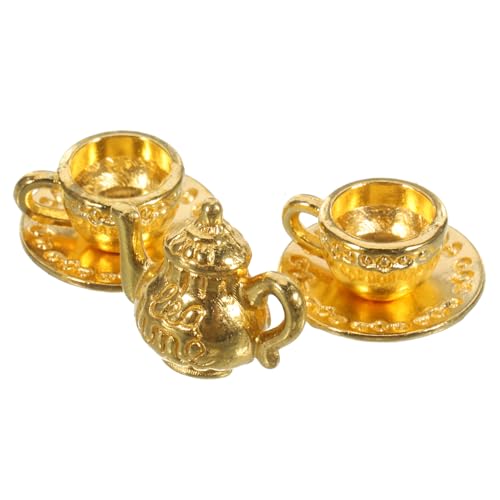 ifundom 1 Set Mini Teekannen Set Mini Für Puppenhaus Miniatur Teetassen Dosen Teekannen Simulierte Mini Möbel Wasserkocher Mini Teetassen Kanister Teekannen Desktop von ifundom