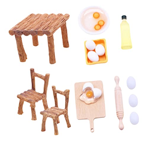 ifundom Miniatur-esstisch Mini-holzstühle Puppenhaus-Modell Spielzeug-Set Realistisches Mini- Küchenbedarf Puppenhaus-Requisiten Zubehör von ifundom