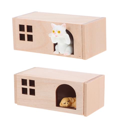ifundom 1 Set Miniatur-Hundehaus mit Hund und Katze, Maßstab 1:12, Puppenhaus-Möbel, Zubehör, Holzhaus-Set, Gartenszene, Dekoration, Ornamente ifundom 1 Set Miniatur-Hundehaus mit Hund und Katze, Maßstab 1:12, Puppenhaus-Möbel, Zubehör, Holzhaus-Set, Gartenszene, Dekoration, Ornamente von ifundom