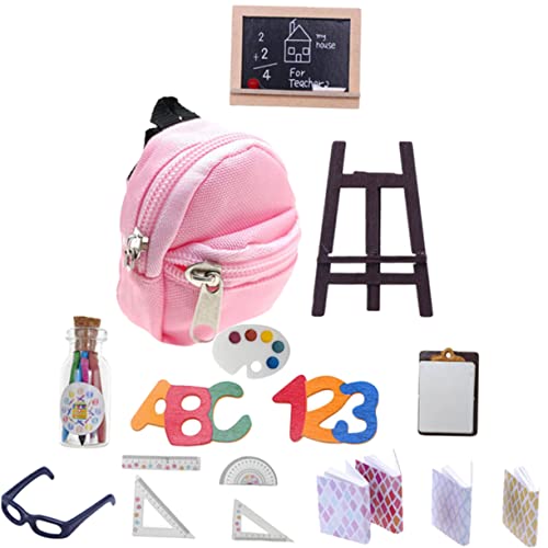 ifundom 1 Set Miniatur Puppen Schulbedarf Mit Rucksack Mini Tafel Und Mini Büchern Ideal Für Puppenhaus Und Rollenspiele Kreatives Für von ifundom