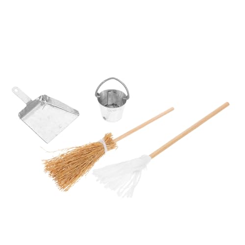 ifundom 1 Set Miniatur Szenen Requisiten Massenornamente Hausdekorationen Modelle Kehrschaufel Besen Mopp Simulationsmopp Miniatur Mopp Mini Eimer Figuren Requisiten von ifundom