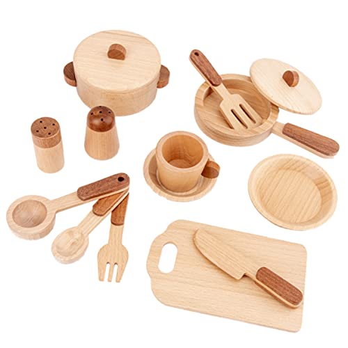 ifundom Rollenspiel-küchenspielzeug Lernspielzeug-Set Küchenwerkzeug-Set Aus Holz Sicher Für Jungen Und Mädchen Die Spielen von ifundom