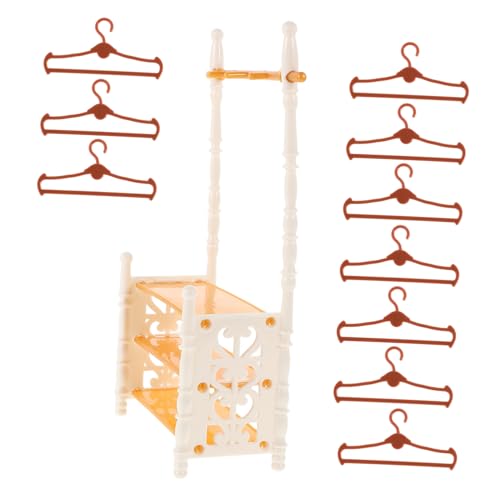 ifundom 1 Set Puppe Kleidung Lagerung Rack Mini Puppe Kleiderbügel Puppe Kleidung Rack Mit Kleiderbügel Puppe Kleiderschrank Möbel Zubehör von ifundom