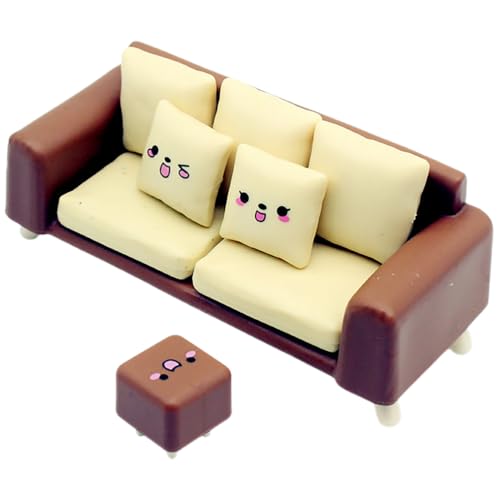ifundom 1 Set Puppenhaus Sofa Puppe Prinzessin Couch Puppenhaus Mini Sofa Miniatur Szene Sessel Puppensofa Und Hocker Puppenhaus Wohnzimmer Dekoration Mini Puppenhaus Zubehör Kunststoff von ifundom