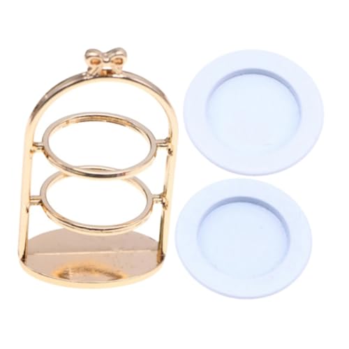 ifundom 2-stöckiger Miniatur-kuchenständer Dessertständer Aus Metall Miniatur-essensständer Für Puppenhaus- Miniatur-küchenaccessoire von ifundom