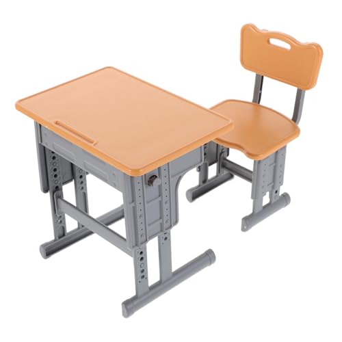 ifundom 1 Set Puppenhaus-schulbedarf, Miniatur-Schreibtisch Und Stuhl, Modell, Mini-klassenzimmermöbel-Set, Kinderspielspielzeug Für Puppenhaus-klassenzimmerzubehör, ifundom 1 Set Puppenhaus-schulbedarf, Miniatur-Schreibtisch Und Stuhl, Modell, Mini-klassenzimmermöbel-Set, Kinderspielspielzeug Für Puppenhaus-klassenzimmerzubehör, von ifundom