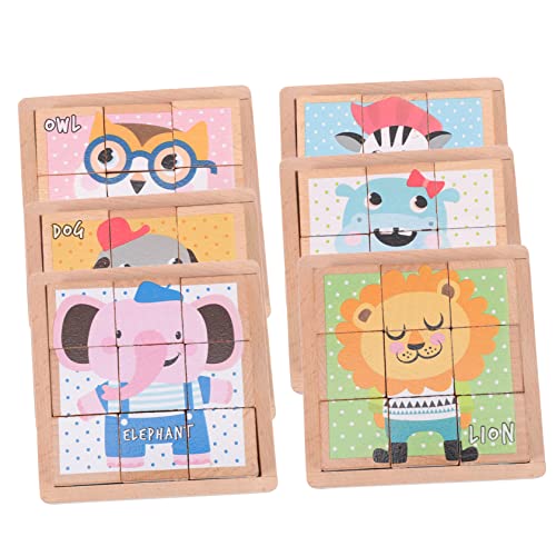 ifundom 1 Set Sechsseitige Malbausteine ​​Puzzles Kleinkinderpuzzle Bausteine ​​Für Kleinkinder Cartoon Puzzle Puzzleblock Lernpuzzle Kinderpuzzle Holz von ifundom