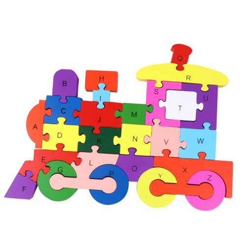 ifundom 1 Stück 26 Kinder rätseln Spielzeug für Kinder kinderspielzeug Holzpuzzle Buchstabenrätsel Puzzlematte Bausteine Puzzle-Spielzeug aus Holz Bausteinspielzeug dreidimensional Blöcke von ifundom